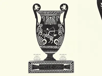 Freddie Gibbs / Madlib 1color aiga aigajax designplusmusic freddie gibbs gigposter greek vase hiphop illustration madlib poster pottery texture true grit texture supply vase zebra