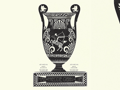 Freddie Gibbs / Madlib 1color aiga aigajax designplusmusic freddie gibbs gigposter greek vase hiphop illustration madlib poster pottery texture true grit texture supply vase zebra