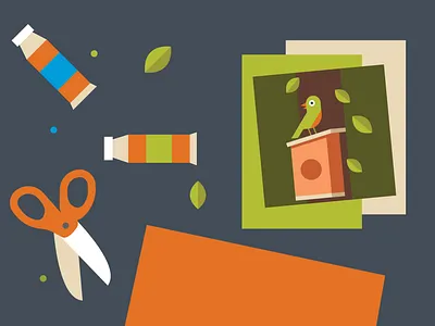 Klímabarát18 - Climate strategy event art arts and crafts bird change class climate collage craft desk event leaf leaves paint paper pen pencil school scissors strategy student