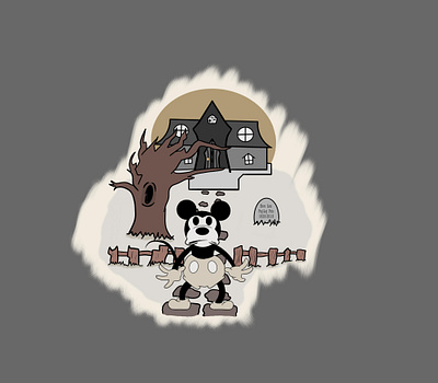 30's Mickey cute design digital art disney enjoy full moon haunted haunted house illustration mickey mickey mouse spooky tombstone