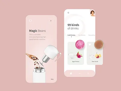 Blender Machine App - Part 2 android app app design beans blender coffee drinks ios app machine mobile app design mobile ui recipes smoothie