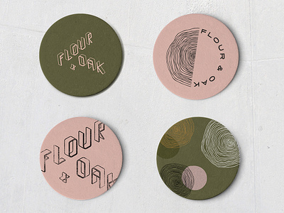 Flour & Oak - Coasters branding coasterdesign crowncreative customtype flouroak identitydesign logo logodesign pizzalogo secondarylogos typography