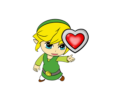 Link cute design digital art enjoy green heart illustration legend of zelda link loz nintendo original art