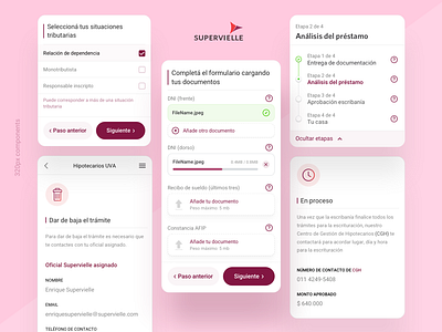 Supervielle UI Components & Forms 320 add file bank components credit loan mobile responsive stepper ui ui design ux