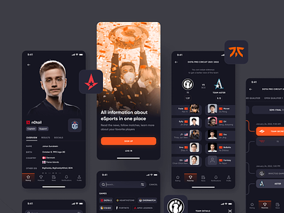 Cybersport App Concept app app design concept cyber cybersport cybersport app dark mode design game gamers games gaming gaming app interface ios mobile stream streaming ui visual design ux