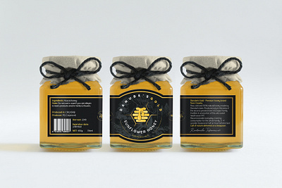 Danube's Gold (Label design + side labels) brand design branding design graphic design honey illustration jar label design logo print design typography vector