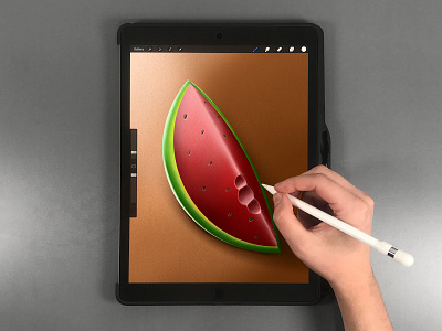 Watermelon Slice Drawing in Procreate art digital art digital drawing digital illustration drawing illustration ipad artist ipadpro procreate procreate art procreate artist texture brush watermelon