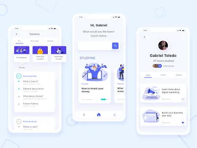 Study app Concept app app design concept courses design flat illustration illustrator mobile product design simple student study ui ux web design xd