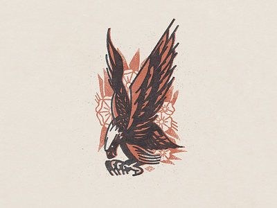 🦅 americana distressed eagle flat illustration ink logo minimal retro tattoo vintage