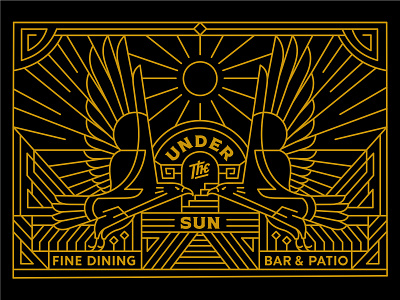 Under the Sun art artdeco artwork bar cafe coffeeshop eagle finedining geometry mark minimal monoline mural packaging playingcards poster resto sun symmetry vintage