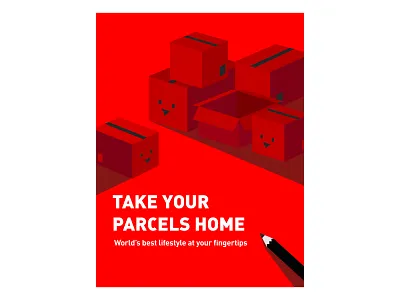 express delivery box express delivery pen pencil red smile