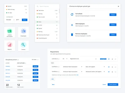 Healthcare components builder components condition dashboard widget date design system list modal picker product design requirements builder status tile