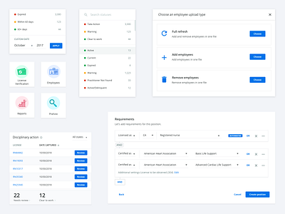 Healthcare components builder components condition dashboard widget date design system list modal picker product design requirements builder status tile