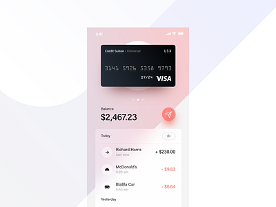 Finance App adobexd bank app banking clean credit credit card dashboard finance fintech futurism gradient ios money pay payment transfer ui visa wallet