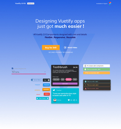 Vuetify UI Kit landing page design figma landing page ui ux design