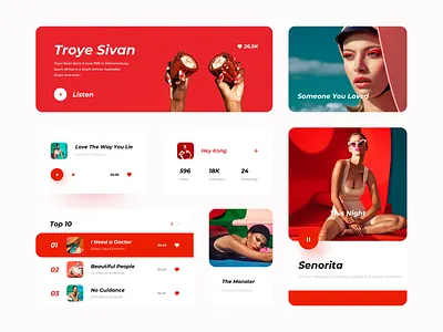 Radio components app branding button component controls design designs icon logo music pink radio red ui ux web webdesign