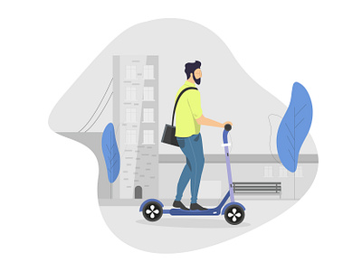 Man Riding Electric Scooter To Work abstract adobe illustrator business city design electric electrical graphic graphicdesign illustrator man minimal minimalism minimalist scooter scooters town vector web webdesign