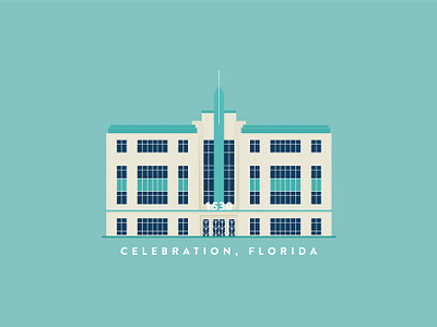 Art Deco Building 2d adobe art deco building building design celebration design florida holiday illustration illustrator vector