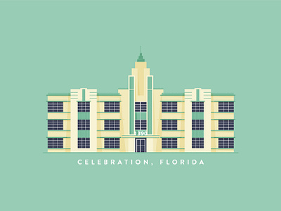 Art Deco Building art deco building building design celebration design disneyworld florida holiday illustration illustrator