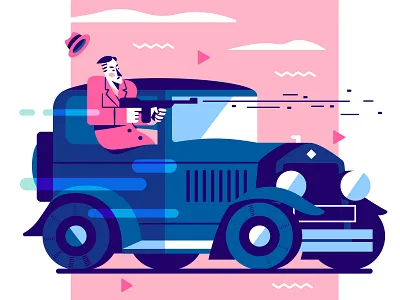 Gangster Ride 💰 1920 characterdesign design flat flat illustration retro vector vintage