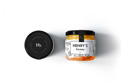 Henry's Honey black white branding design flat honey logo minimal package design packaging typography