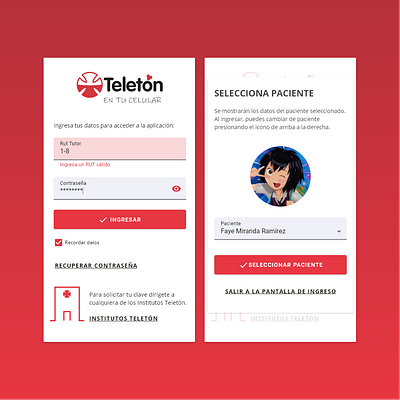 Teletón en tu Celular adobe xd flat design login material ui mobile app product design select ux