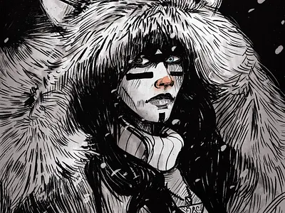 Inktober 2019 Day 6 "Husky" artwork drawing face girl handmade illustration ink inktober inktober2019 quality