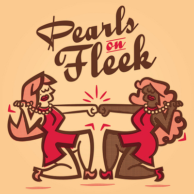 Pearls on Fleek fistbump fleek halftones illustration ladies pearls retro vector vintage women