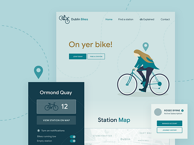 Dublin Bikes Redesign Concept accounting apple bike branding creative design dublin dublin bikes gradient homepage illustration ireland live updates notifications ui