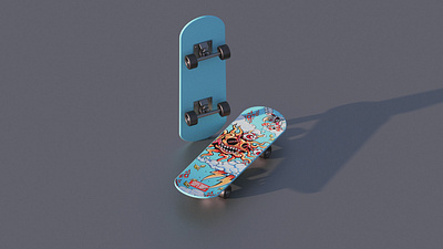 Simple Skateboard 3d c4d illustration lowpoly skateboard thearender