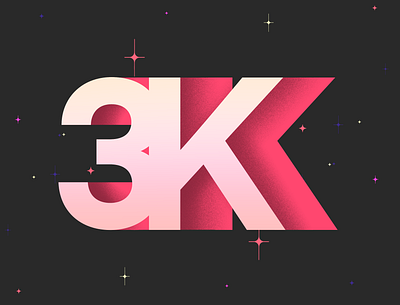 3K On Youtube! 2d 2d flat icon 2d flat illustration 3 logo 3k clean design flat geometric illustration type type art type vector typography vector