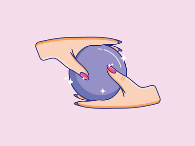 Inktober Day 7 | Enchanted 2d color creative crystal ball enchanted halloween hands icon icon design icon designs iconography illustration illustrator inktober nails sparkle vectober