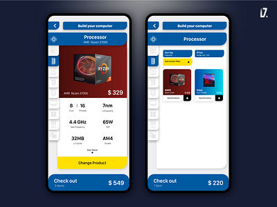 PC Building App app design mobile ui