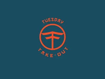 Tuesday Take-Out badge branding chinese chinese food delivery service logo
