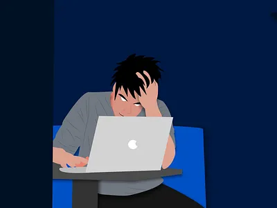 at night 2d 2d character 2dillustration blue branding character daily design developer flat illustration illustrator typography ui vector