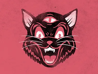 inktober4 cat grit halloween illustration inktober inktober2019 texture third eye