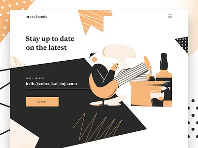 Brass Hands - Newsletter brand brand identity branding design design studio illustration landing page modern typography ui website