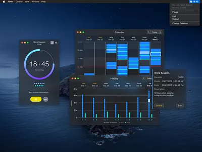 Pomodoro Timer macOS App - Dark dark dark mode mac app macos native app pomodoro timer