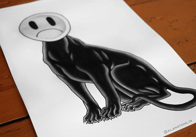 Pick Me Up alana tomlin alanatomlin cat ink painting mental health panther pick me up sad tattoo the dead love