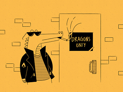 Vectober 12 - Dragon cigarette club crocodile flat illustration inktober line art smoking sunglasses texture vectober