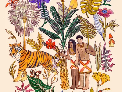 Rainforest gouache illustration illustration art mixed media
