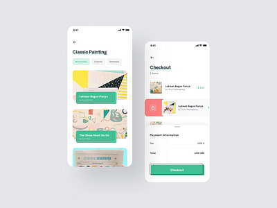 Nemu - Painting Marketplace clean design mobileapp ui user experience user interface ux