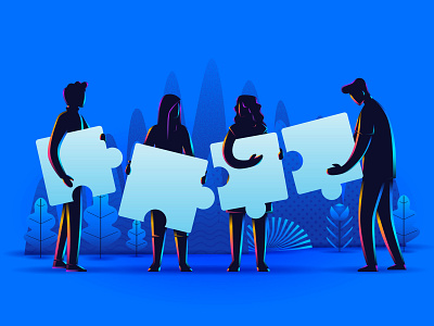 Can you solve it? connecting developer fantasy illustration landing page pattern puzzle teamwork ui web design web illustration