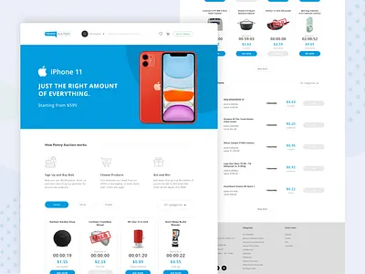 Penny Script_Auction Website Landing Page app branding design icon landingpage logo ui uidesign uiux ux uxdesign web website website design