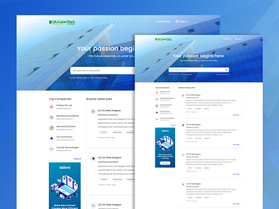 Ul Cyberpark Job Portal Concept adobe adobe xd design job board job listing job portal job portal concept jobs landing page landing page concept landing page design mockup skilora ui ul cyberpark ux website xd