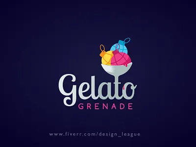 Gelato Grenade logo blue color colorful logo conceptual design creative creative design creative logo design designer fiverr fresh design gelato grenade grenade logo ice cream icecream logo logodesign minimalist modern unique