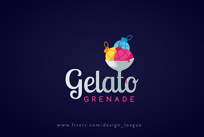 Gelato Grenade logo blue color colorful logo conceptual design creative creative design creative logo design designer fiverr fresh design gelato grenade grenade logo ice cream icecream logo logodesign minimalist modern unique