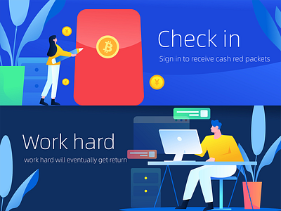 working man and sign in woman app branding color data analysis design flat illustration ui vector web