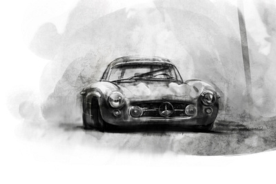 mb 300sl carillustration character corel painter digital art vintagecar