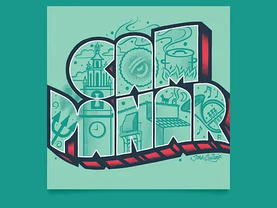 Amstel - Campanar beer geometric illustration ipad pro label lettering postcard procreate procreate app